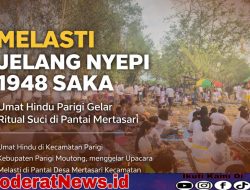 Umat Hindu Parigi Gelar Upacara Melasti di Pantai Mertasari Jelang Nyepi 1948 Saka