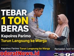 Kapolres Parimo Peduli Warga, Bagi 1 Ton Beras Jelang Idul Fitri