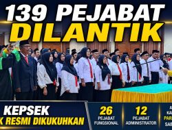 Bupati Parimo Lantik 139 Pejabat, 101 Kepsek SD-TK Resmi Dikukuhkan