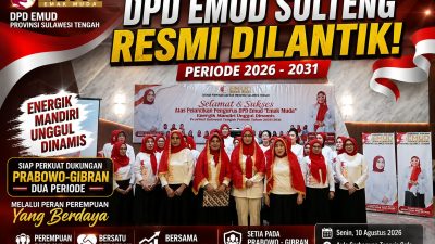 DPD EMUD Sulteng Dilantik, Tegaskan Dukungan Prabowo-Gibran Dua Periode
