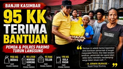 Banjir Kasimbar, Pemda Parimo Salurkan Bantuan untuk 95 KK Terdampak