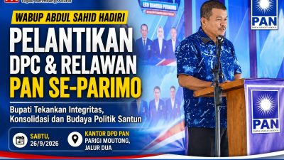 Wabup Abdul Sahid Hadiri Pelantikan DPC dan Relawan PAN se-Parimo